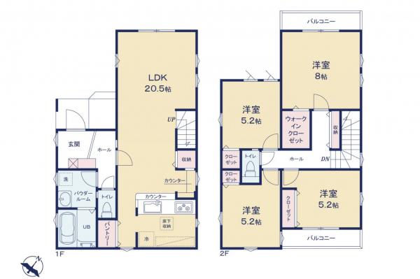 朝霞市田島2丁目　新築一戸建て 間取り図
