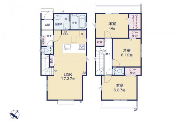 東久留米市浅間町3丁目　新築一戸建て 間取り図