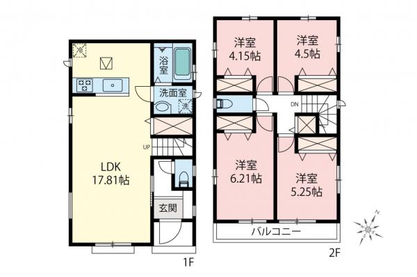 新座市石神4丁目　新築一戸建て 間取り図