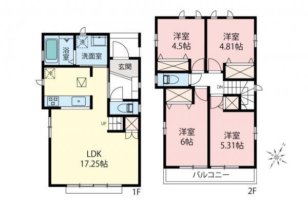新座市石神4丁目　新築一戸建て 間取り図