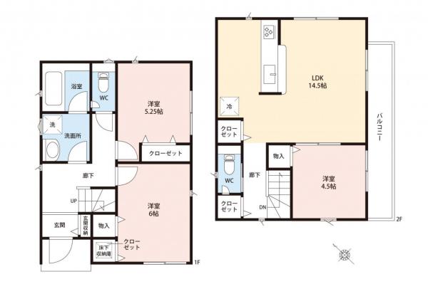 入間市東町１丁目　新築一戸建て　全2棟 間取り図