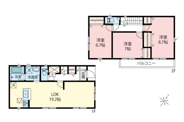 清瀬市竹丘3丁目　新築一戸建て 間取り図