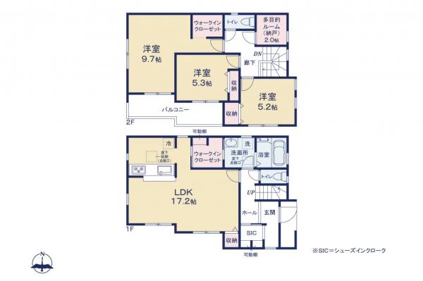 川越市下小坂　新築一戸建て 間取り図