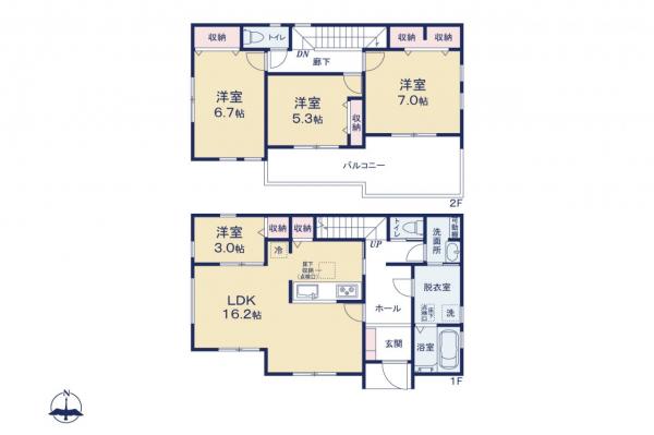 川越市下小坂　新築一戸建て 間取り図