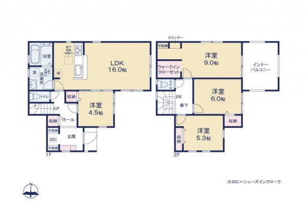 川越市下小坂　新築一戸建て 間取り図