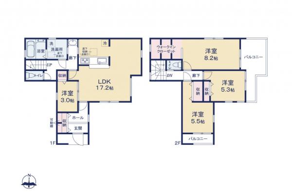 川越市下小坂　新築一戸建て 間取り図