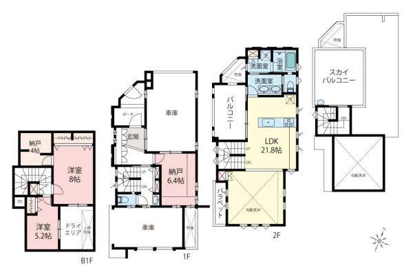 新築一戸建て 杉並区善福寺１丁目 JR中央線西荻窪駅 1億2,950万円～1億9,300万円