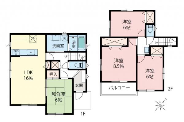 鶴ヶ島市中新田　新築一戸建て 間取り図