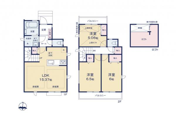 中野区上鷺宮2丁目　新築一戸建て 間取り図