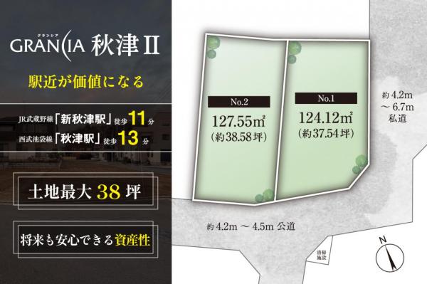 土地 所沢市大字上安松 JR武蔵野線新秋津駅 3,550万円～3,650万円