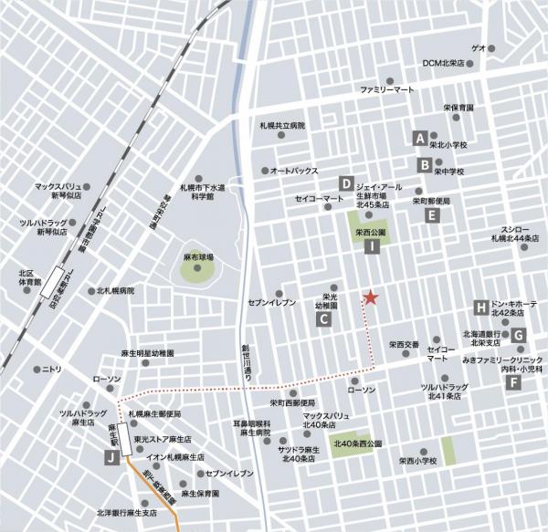 【京阪の家】ローズグランデ北43東3 現地案内図