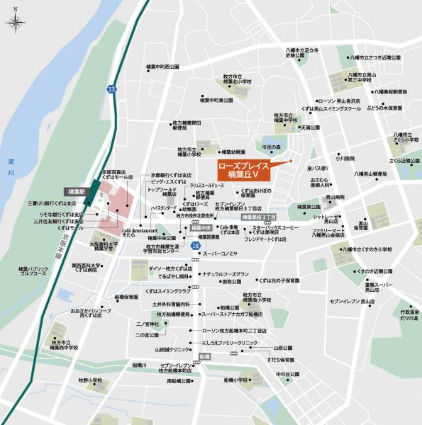 ローズプレイス楠葉丘Ⅴ 現地案内図