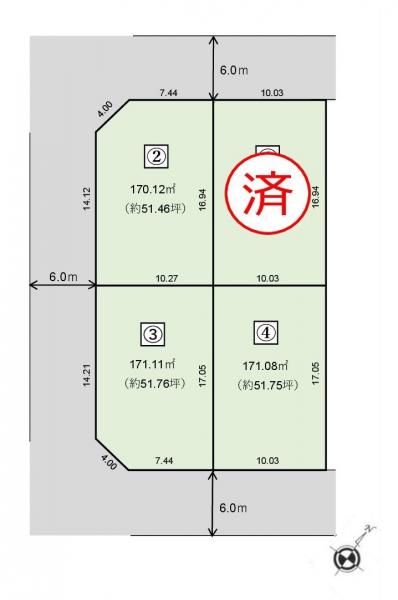 八王子市みなみ野3丁目　4区画（建築条件なし） 区画図