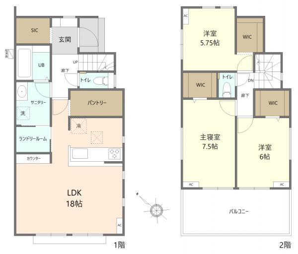 八王子市兵衛2丁目　新築戸建 間取り図