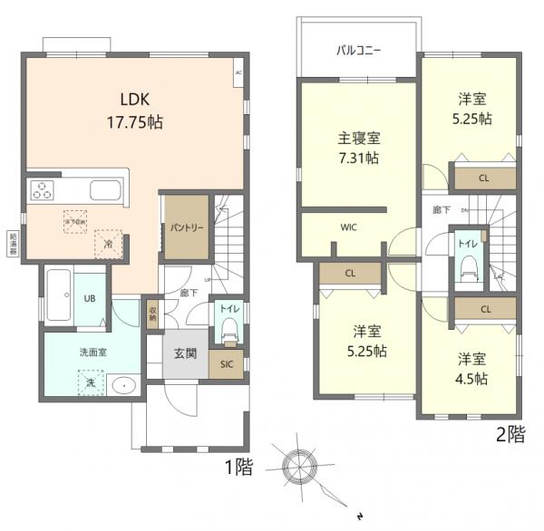 八王子市兵衛2丁目　新築戸建 間取り図
