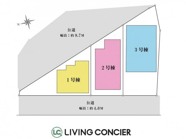 江戸川３丁目　土地【3区画】 全体区画図