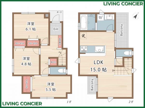 葛飾区堀切1丁目　建築条件付土地 参考プラン間取図