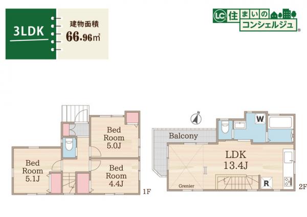 東大和市南街6丁目の戸建 間取り図
