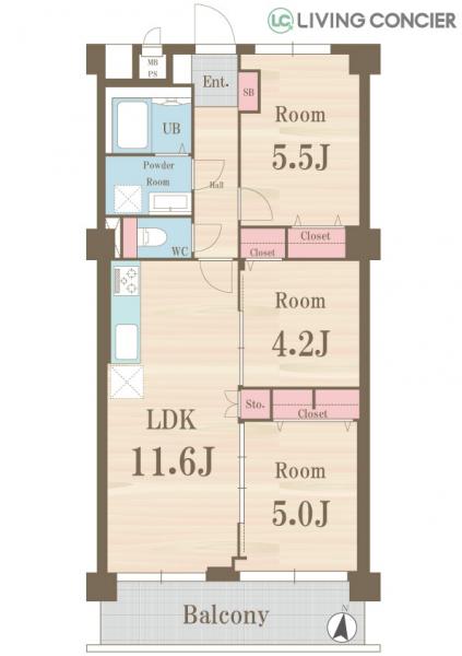 中古マンション 北区赤羽西６丁目 都営三田線本蓮沼駅 3,990万円