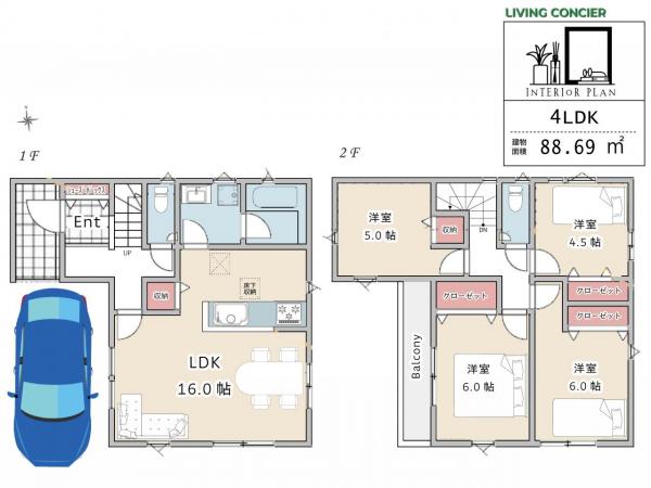 西一之江3丁目　新築戸建ー全3棟－ 間取り図
