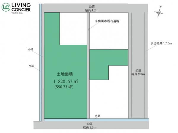新潟県糸魚川市中央1丁目 古家付き売地 区画図