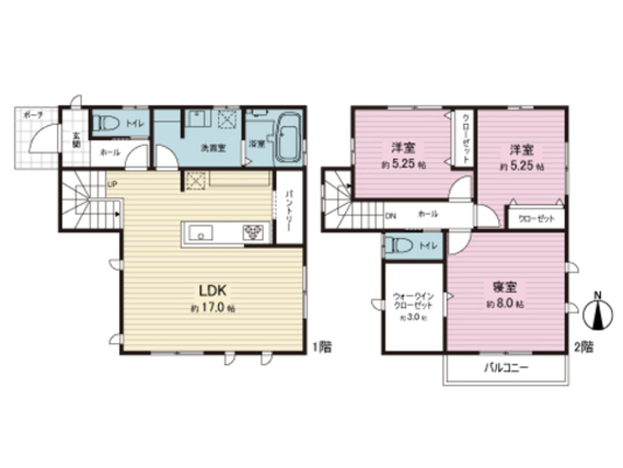 愛甲郡愛川町田代　建築条件無し売地　No2 参考プラン間取図