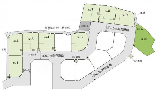 八幡市八幡福禄谷 土地 全体区画図