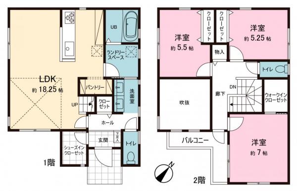 厚木市下荻野 土地 参考プラン間取図