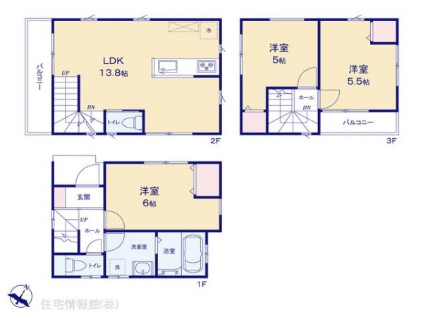 新築戸建 東京都江戸川区鹿骨３丁目8-9 都営新宿線篠崎駅 4,580万円