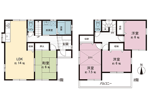 南足柄市和田河原 中古一戸建 間取り図