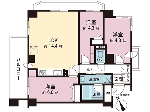 中古マンション 調布市布田２丁目 京王線布田駅 6,498万円