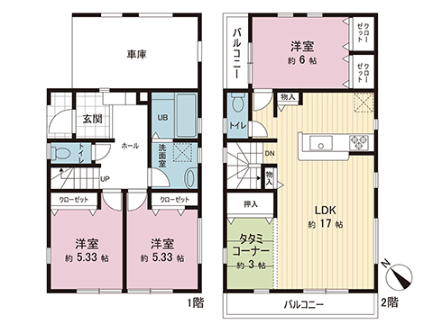 新築戸建 埼玉県越谷市大沢 東武伊勢崎線大袋駅 3,680万円