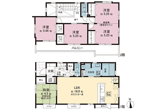 新築戸建 宇都宮市五代３丁目 JR東北本線（宇都宮線）雀宮駅 3,498万円