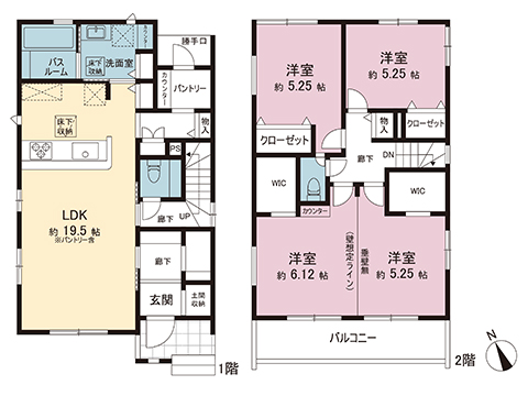 新築戸建 北葛飾郡松伏町大字松伏 東武伊勢崎線北越谷駅 3,490万円