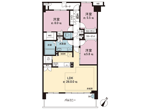 中古マンション 東京都八王子市鑓水２丁目 京王相模原線南大沢駅 5,099万円