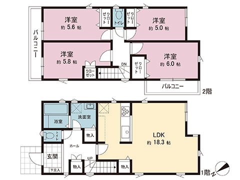 新築戸建 神奈川県横浜市港南区上永谷５丁目 横浜市営地下鉄ブルーライン下永谷駅 5,580万円