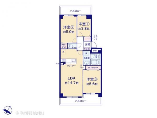 中古マンション 神奈川県相模原市南区上鶴間本町７丁目11-2 小田急線相模大野駅 2,290万円