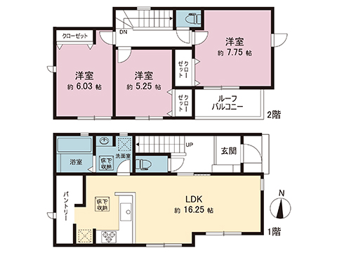 新築戸建 北葛飾郡松伏町田中３丁目 東武伊勢崎線大袋駅 2,580万円