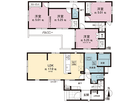 新築戸建 埼玉県越谷市大字袋山 東武伊勢崎線大袋駅 3,890万円