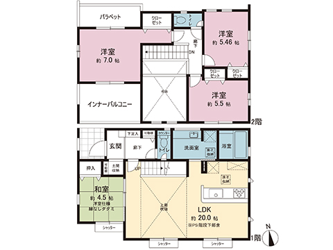 横浜市金沢区釜利谷西６丁目 戸建 間取り図