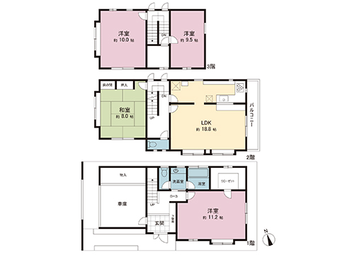 中古戸建 川崎市高津区上作延５丁目 東急田園都市線梶が谷駅 5,280万円