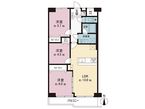 平塚スカイハイツ 間取り図
