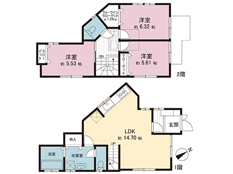中古戸建 横須賀市大矢部３丁目 京急久里浜線北久里浜駅 1,700万円