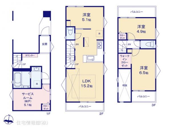 新築戸建 東京都江戸川区松本１丁目5-5 JR総武本線新小岩駅 5,180万円