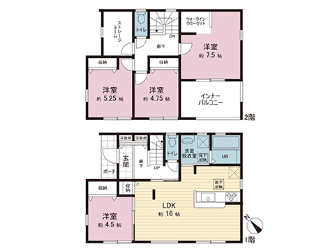 加須市南大桑 戸建 間取り図