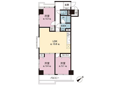 中古マンション 調布市下石原３丁目 京王相模原線京王多摩川駅 5,190万円