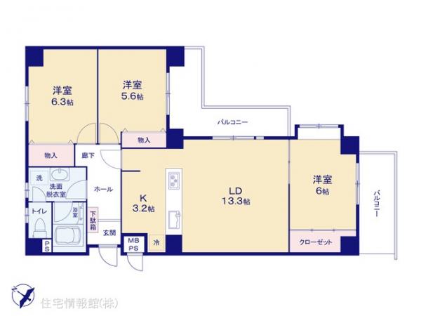 中古マンション 神奈川県横浜市鶴見区北寺尾７丁目25-28 東急東横線菊名駅 3,280万円