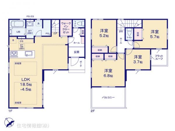 新築戸建 千葉県市川市北方町４丁目2348-8 JR武蔵野線船橋法典駅 5,499万円