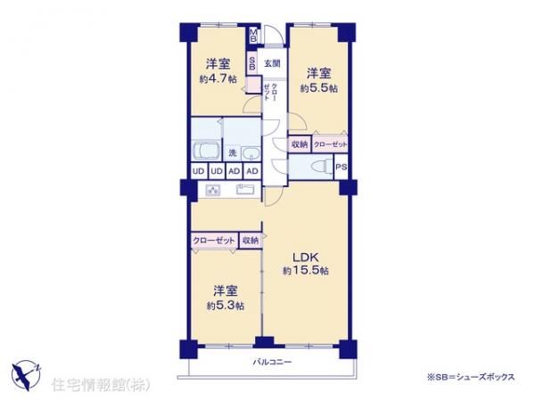 中古マンション 千葉県松戸市常盤平２丁目31-1 京成松戸線常盤平駅 1,898万円