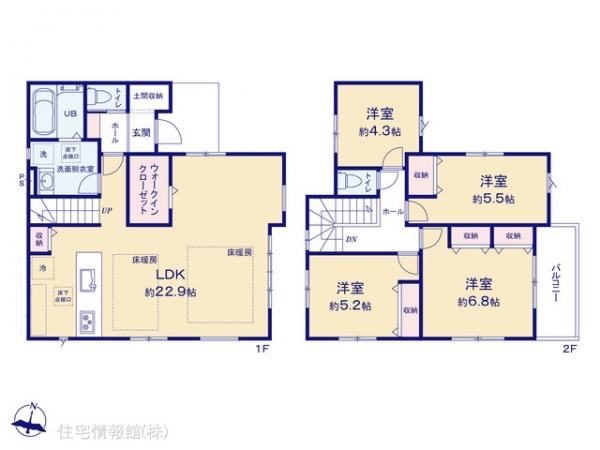 新築戸建 埼玉県富士見市上沢２丁目 東武東上線ふじみ野駅 5,499万円